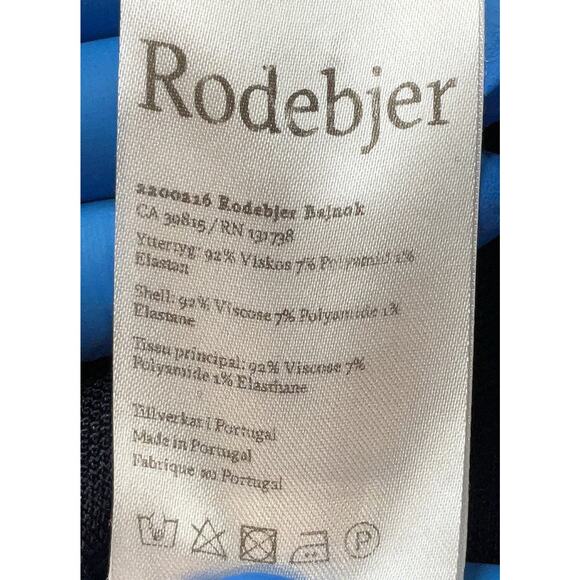 RODEBJER Bajnok Blue Asymmetric Stretch Knit Maxi Dress Long Sleeve Sz Small EUC - Picture 4 of 4